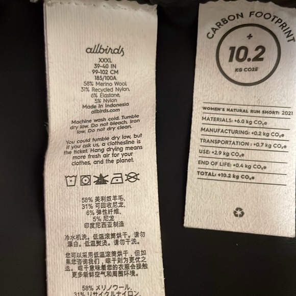 NEW NWT Allbirds Women's Black Natural Run Shorts Plus Size XXXL - Picture 5 of 5